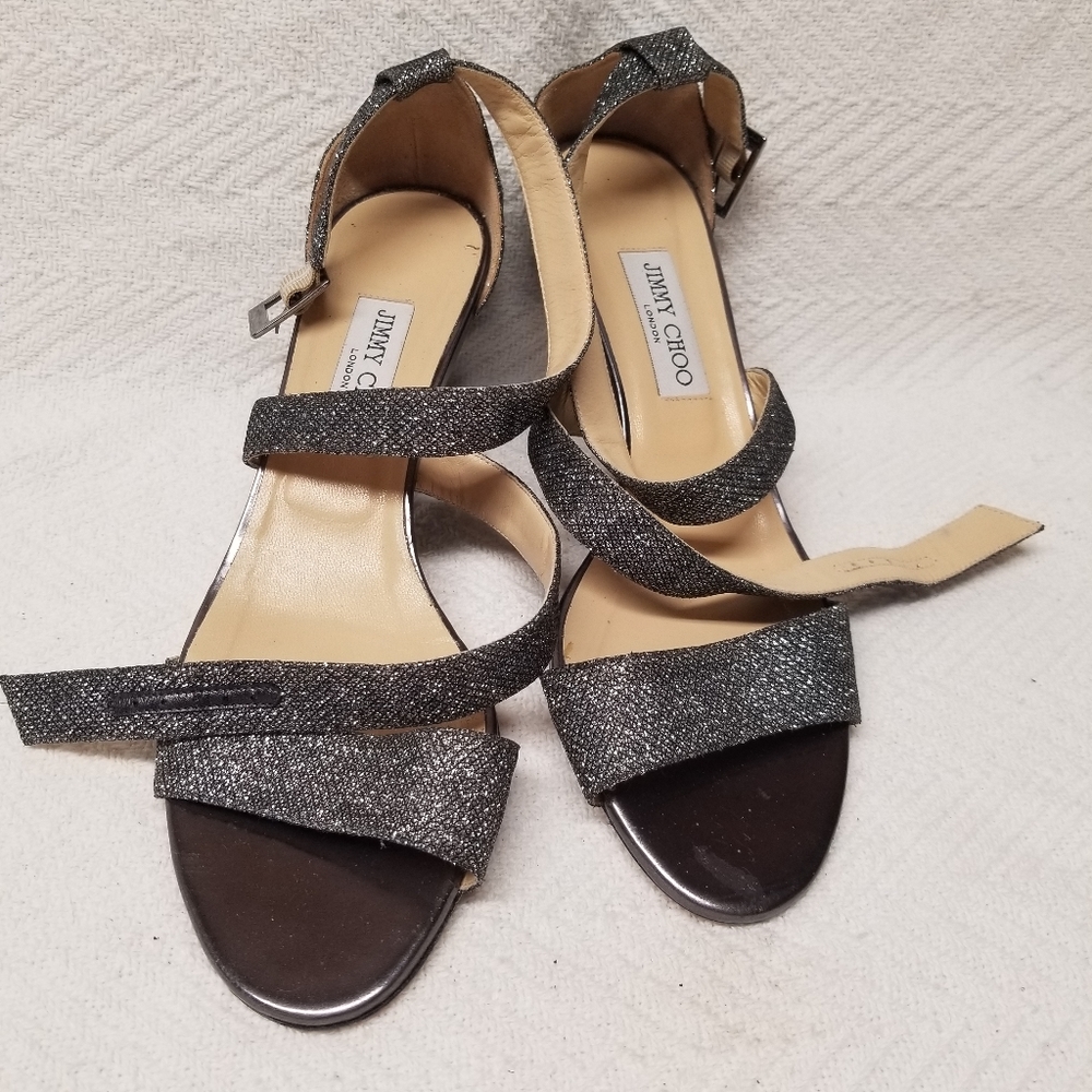 JIMMY CHOO Glitter Accents Gladiator Sandals